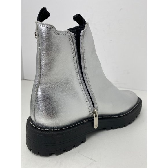 Sam Edelman Girls size 4 Laguna Mini Boots Soft Silver Leather zip up boots - Picture 11 of 13